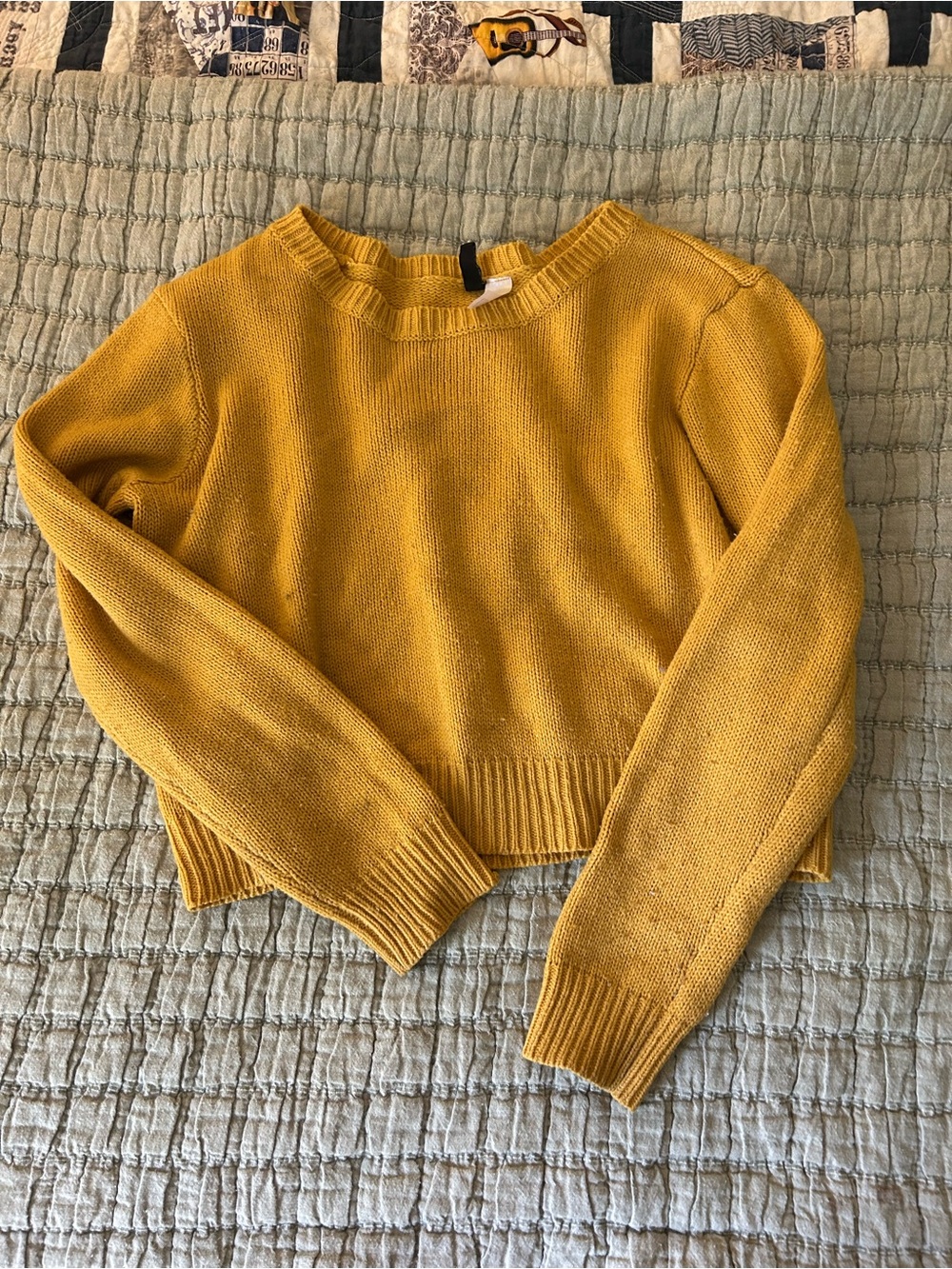 Mustard Cropped Women's Sweater